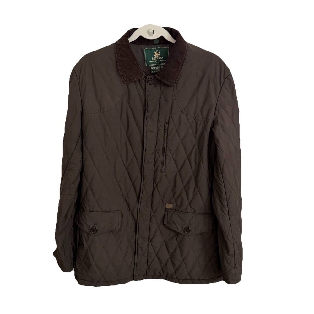 Beretta Quilted Insulated Field Jacket Mens 38 Brown Corduroy Collared Italy